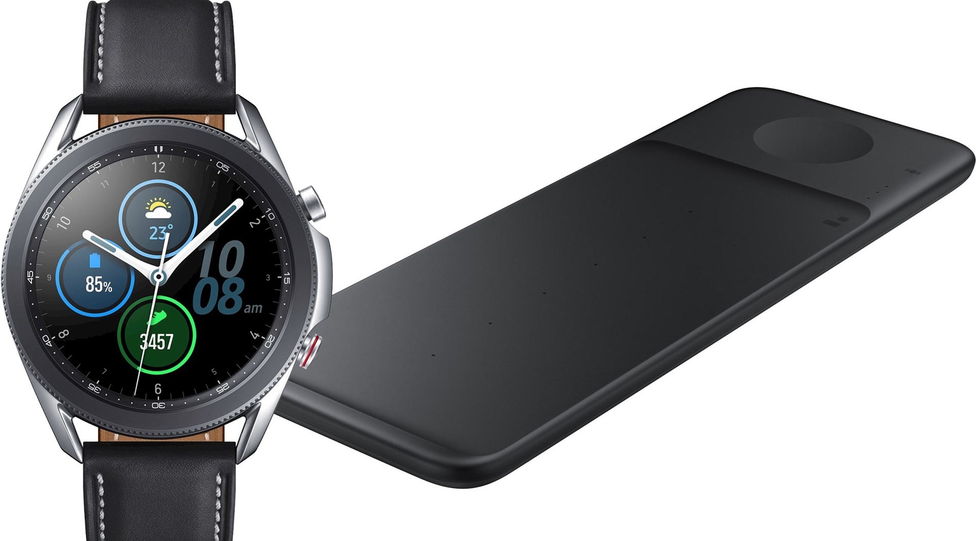 Galaxy Watch 3 and Wireless Trio Charger Black - Paket med Galaxy Watch